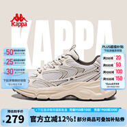 KAPPA卡帕男鞋網(wǎng)面運(yùn)動鞋男夏季新款網(wǎng)鞋透氣休閑老爹鞋子男薄款跑步鞋 月灰色/棕色 35