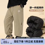 左西男童夾棉褲子兒童棉褲冬加厚保暖2024新款男孩休閑褲 卡其色 130 
