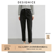 迪賽尼斯（DESIGNICE）2024年冬季新款百搭黑色高腰緊身水洗牛仔褲女 牛仔黑 M