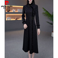 皮爾卡丹（pierre cardin）新中式加絨旗袍裙2025冬款顯瘦大碼媽媽裝 黑色 【加絨】 2XL (建議126-135斤)