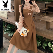 花花公子（PLAYBOY）大碼甜美學(xué)院風(fēng)長(zhǎng)袖格子襯衫裙秋冬胖MM顯瘦遮肚減齡假兩件連衣裙 圖片色【正品】-旗艦款 2XL _135~150斤】