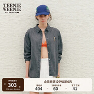 Teenie Weenie小熊女裝休閑復古時(shí)尚長(cháng)袖牛仔襯衫通勤襯衣開(kāi)衫上衣 灰色 M (165)