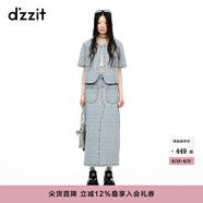 DZZIT【愛(ài)心老花】地素短外套夏季提花工藝牛仔上衣女 藍色(外套) S