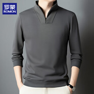 羅蒙（ROMON）半拉鏈衛衣男春季商務(wù)休閑立領(lǐng)長(cháng)袖打底衫中青年翻領(lǐng)外套潮 灰4XL