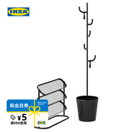 宜家（IKEA）ALGANAS艾佳奈斯衣帽架鞋架臥室落地立式掛衣架衣服架 黑色2件套門廳家具