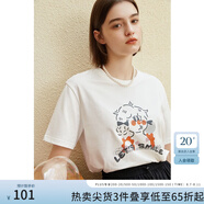 范思藍(lán)恩X卓別名聯(lián)名 23FS12339純棉寬松印花短袖t恤女夏新款 泡泡糖女孩 XS