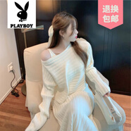 花花公子（PLAYBOY）品牌2025年秋冬新款女裝韓國(guó)氣質(zhì)套頭毛衣時(shí)尚搭配針織吊帶連衣裙 白色 均碼