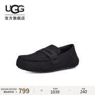 UGG春季男士純色平底淺口休閑豆豆鞋樂(lè )福鞋 1166762 BLK|黑色 41