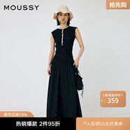 moussy 新品優(yōu)雅氣質(zhì)重工不規(guī)則褶皺連衣裙010HA233-3831 020黑色 M