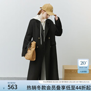 范思藍恩22FS4099西裝式雙面呢子大衣女中長(cháng)款秋冬韓系羊毛呢外套 氣質(zhì)黑 M
