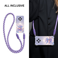 怡楓oppoA3pro手機殼新款掛脖a3 5g可背斜挎掛繩硅膠a3i好運金蓮活力版全包四角防摔女A3X保護套 透明-好運金蓮紫-掛件B182 oppoA3 5G