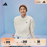 adidas情侶款寬松抓絨圓領(lǐng)長袖衛(wèi)衣套頭衫男女秋季阿迪達(dá)斯輕運(yùn)動(dòng)   白色   XL