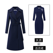 茲仕貓季職業(yè)空姐大衣新款感珠寶店禮賓接待工作服羊毛呢子外套女 女款大衣+連衣裙 S