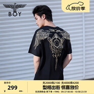 BOY LONDON【暗黑羅盤】夏情侶款短袖權杖印花炸街潮牌T恤N01906 N0103902 XL