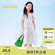 巴拉巴拉女童夏裝兒童連衣裙2024中大童碎花甜美裙子泡泡袖潮208224111036