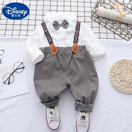 迪士尼（Disney）英倫風(fēng)嬰兒衣服秋裝套裝0一3歲男寶寶周歲禮服兒童背帶褲兩件套潮 襯衫+格子背帶褲 120 cm