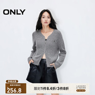 ONLY秋冬簡約舒適V領(lǐng)短款開衫毛衣針織衫女|12433B013 G12 中花灰色 S (160) 80A