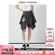VEGA CHANG襯衫連衣裙女2025新款夏氣質(zhì)度假格子設計感小個(gè)子短裙 黑白格（短裙） M