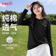 班尼路（Baleno）時尚純棉長袖T恤女2025春秋新款休閑通勤上衣寬松透氣百搭打底衫