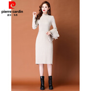 皮爾卡丹（pierre cardin）秋季穿搭套裝兩件套連衣裙秋裝女2025年新款針織毛衣裙秋冬打底裙 杏色 L 100-110斤