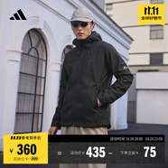 adidas拒水防潑休閑簡約舒適連帽夾克外套男女阿迪達(dá)斯官方輕運(yùn)動 黑色 M