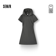 森馬（Semir）[商場(chǎng)同款]連衣裙女顯瘦小心機(jī)2025夏新款連帽假兩件短裙百搭 深灰20901 S