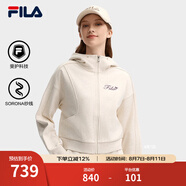 FILA 斐樂官方短款外套女秋季新款時尚刺繡開衫衛(wèi)衣夾克上衣 奶酪花灰-LM L