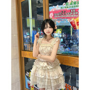 遇星辰初戀連衣裙夏季新款韓版可愛(ài)甜妹在逃公主裙絕美收腰顯瘦波點(diǎn)蓬蓬 杏色 XS