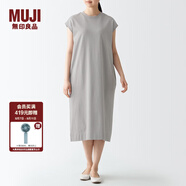 無印良品 MUJI 女式 雙層編織 法國袖連衣裙 BBP25A2S 銀灰色 M-L