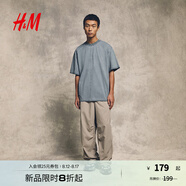 H&M男裝T恤2025年夏季新款標(biāo)準(zhǔn)版型水洗T恤1288881 綠松石色 M 175/100