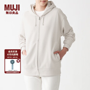 無印良品 MUJI 男女通用 緊密編織毛圈 拉鏈連帽衫 休閑外套 無性別 衛(wèi)衣 銀灰色 S -M(165/88A)