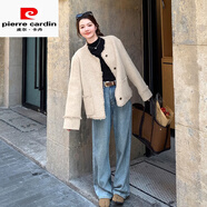 皮爾卡丹（pierre cardin）米白色小香風(fēng)設計感雙面羊絨短外套女2025春季新款法式氣質(zhì)上衣潮 米白色 XS  【80斤-95斤】
