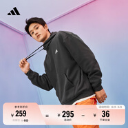 adidas情侶加絨加厚寬松連帽長(cháng)袖套頭衛衣男女阿迪達斯官方輕運動(dòng)   碳黑   XS