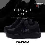 環(huán)球厚底增高板鞋男2025秋冬新款男鞋百搭運動(dòng)休閑透氣輕便小白鞋子男 全黑 41