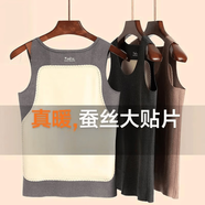 莫代爾蠶絲發(fā)熱保暖背心男士新款秋冬季無(wú)痕徳絨加絨羊毛貼片內穿打底衣 深灰+黑色【2件保暖-德絨貼片款】 L (建議95-120斤)