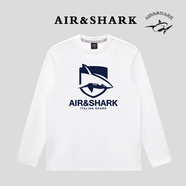 大青鯊 AIR SHARK古老鯊魚(yú)長(cháng)袖T恤男高端設計歐美風(fēng)秋裝25新款重磅純棉寬松休閑衫 白色長(cháng)袖 AIR盾牌鯊魚(yú) L 建議110-130斤
