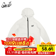 SLAMBLE秋季新款空氣層連帽拉鏈衛(wèi)衣男帽衫休閑運(yùn)動(dòng)百搭上衣外套 灰白 XL