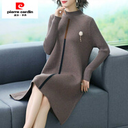皮爾卡丹（pierre cardin）媽媽連衣裙秋冬裝洋氣減齡打底裙中老年女裝顯瘦中長(zhǎng)款針織毛衣裙 駝色 【收藏店鋪優(yōu)先發(fā)貨】 M 建議【95以下】