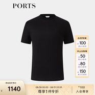 PORTS寶姿男裝2024春季新品全棉皮馬棉柔軟順滑簡約短袖T恤 黑色 L
