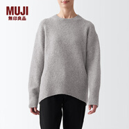無印良品（MUJI）女式 牦牛絨混羊毛 圓領(lǐng)毛衣 長袖針織衫 女款春秋 BAL26A2A 淺灰棕色 XS (150/76A)