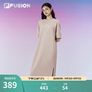 FILA FUSION斐樂潮牌女子針織連衣裙夏新款時尚休閑寬松裙子 羽毛灰-GY 2XL