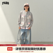 F426國潮牌秋季新款彩色紐扣趣味提花毛衣 花灰 現(xiàn)貨 L