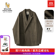 William fox&sons威廉?？怂狗瞒淦そq小西服男輕商務(wù)復古寬松易打理便西休閑西裝男 咖色(雙排扣） XL /52