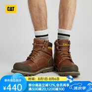 CAT卡特工裝靴馬丁靴男鞋男士休閑工鞋經(jīng)典牛皮面防滑工裝靴 棕紅 44