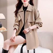 阿瑪施AMASS哥弟同款短版風(fēng)衣女2025春秋新款小個(gè)子休閑韓版大衣chic英倫風(fēng)短 卡其色 S 80-100斤