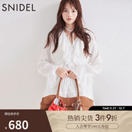 SNIDEL2025春夏新品刺繡花邊荷葉領(lǐng)喇叭袖襯衫連衣裙SWFB251065 白色 均碼 (F)