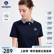 Navigare意大利小帆船短袖翻領(lǐng)T恤衫女25夏季防蚊蟲體恤衫時(shí)尚百搭POLO衫 海軍藍(lán) XL