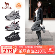 駱駝（CAMEL）銀月戶外復古老爹鞋厚底休閑鞋 L24A283742R 黑/銀(加絨) 36