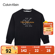 Calvin Klein CK童裝男女童純棉套頭無帽衛(wèi)衣冬季新款兒童休閑上衣內(nèi)搭 美人黑 130 /64 【建議身高116-122cm】