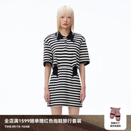 RE'VAN芮范秋季新品設(shè)計(jì)師款復(fù)古撞色條紋連衣裙RN71101085 橫條紋 M/38